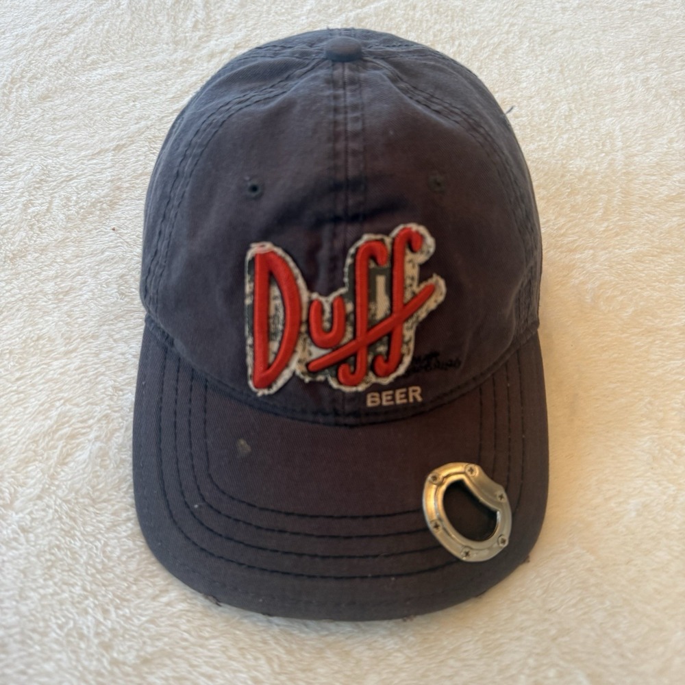 Duff Beer The Simpsons Universal Studios Gray Adjustable Bottle Opener Cap Hat